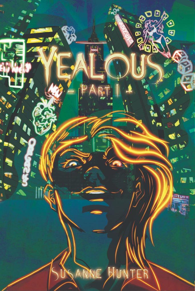 Titel "Yealous: Part 1", farbenfrohes Cover mit urbanem Hintergrund und stylisierter Figur.